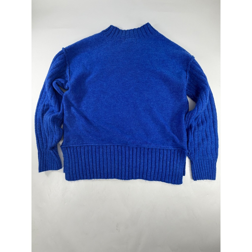Margeaux & Ellie Women Cobalt Blue Mock Neck Ribbed Knit Sweater Small - Picture 3 of 4